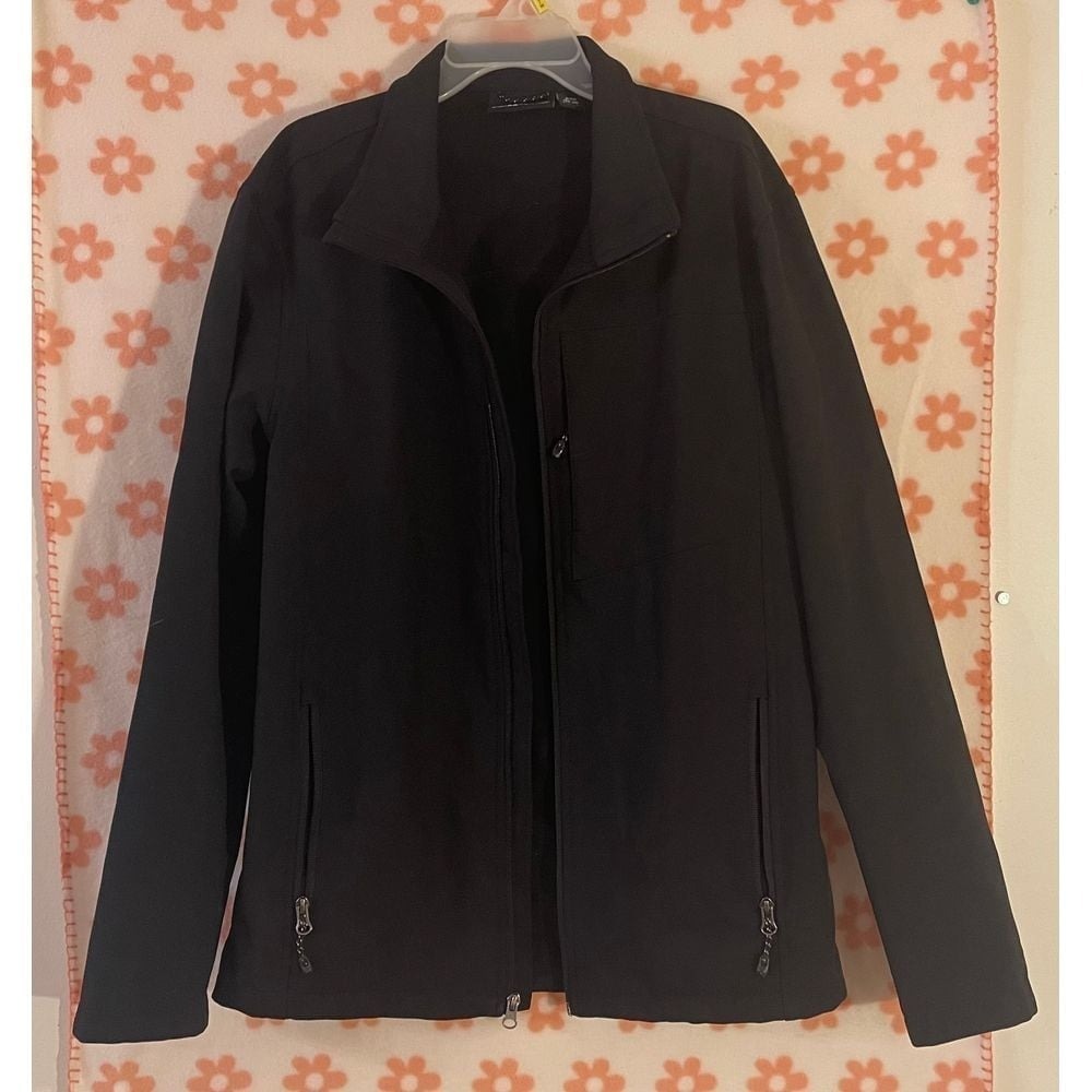 Swiss Tech Black Softshell Jacket Lightweight Full Zip Performance Outerwear Sm